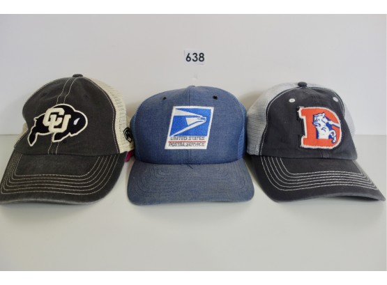 Vintage USPS Baseball Cap & 2 Newer Colorado Sport Team Caps