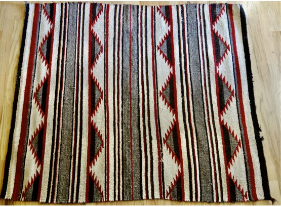 1930s Navajo Rug In Gray, Cream, Black, & Red, 44' X 50'