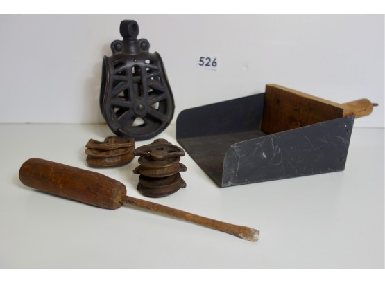 Antique Iron Pulleys & More