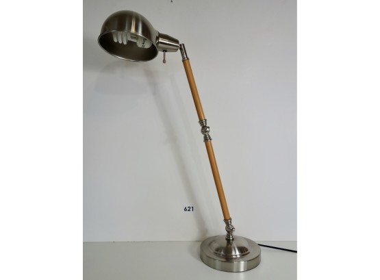 Contemporary Articulating Desk Lamp In Wood And Brushed Nickel