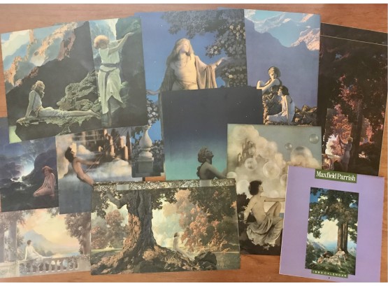 Lot Of Over 20 Reproduction Maxfield Parrish Prints Of Varying Sizes