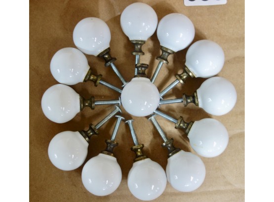 13 Antique White Ceramic Knobs
