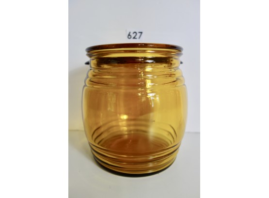 L E Smith Amber Barrel Jar