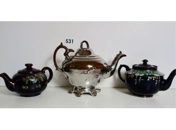 Vintage Teapots Including Lustreware & Painted Japanese
