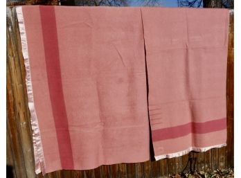 2 Iconic And Rare Vintage Pink Hudson Bay 4 Point Blankets