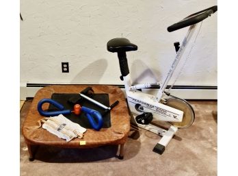 Performax 6000 Exercise Bike, Small Trampoline, Thigh Master, Ankle Weights, & More