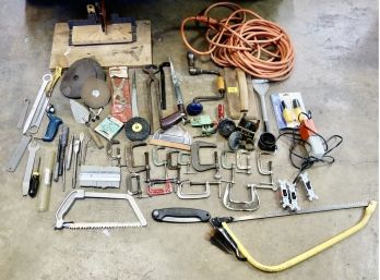 Miscellaneious Tools, C Clamps, Saws, Extension Cord, & More