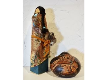 2 Pieces Of Southwestern Art Depicting Mother And Child