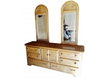 Oak Dresser With Mirrors