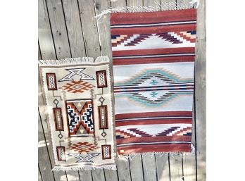 2 Western Rugs, 1 Is Woven, The Other Tufted