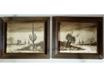 2 Original Framed Paintings Of Desert Scenes