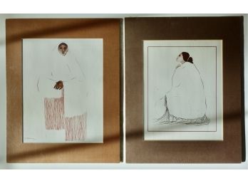 2 Vintage R Gorman Matted Prints Of Native Women, One Is Signed