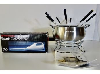 Cuisinart Electric Fondue Set & Electric Knife, Both Appear To Never Have Been Used
