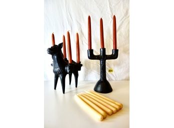 Mexican Black Clay Candle Holders