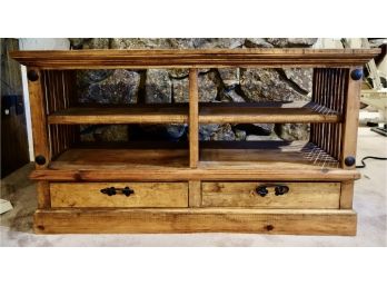 Rustic Pine Shelving With Drawers