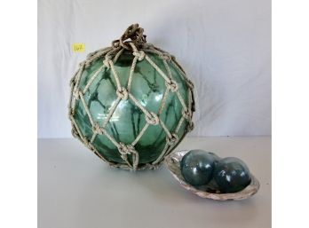 Very Large Antique Glass Fishing Float & More