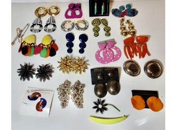 Large 80s Style Earrings, Some Clip