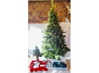8' Faux Christmas Tree And Other Christmas Items