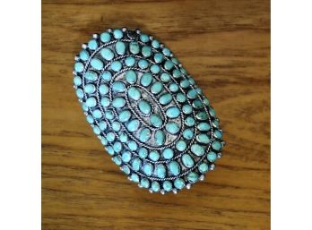 Large And Gorgeous Navajo Sterling And Turquoise Cuff Bracelet AS IS