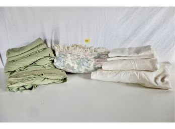 Two King Sheet Sets & A Cotton Throw