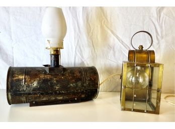 Vintage Brass Sconce & Electric Lamp