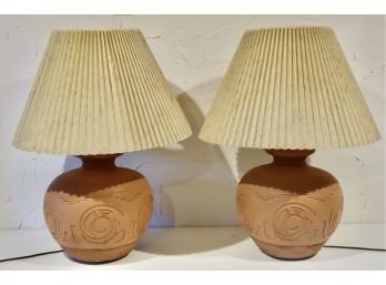 2 Matching Terra Cotta Lamps