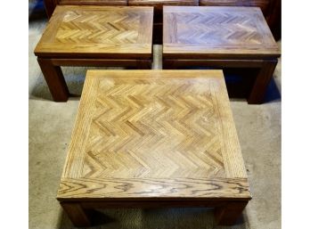 Matching Side And Coffee Tables Wchevron Wood Detail