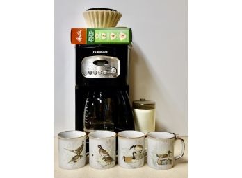 Cuisinart Coffee Maker, Coffee Grinder, & 4 Waterfowl Mugs