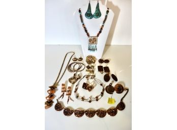 Mixed Metal Jewelry Including Brass, Copper, & More