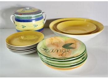 Colorful Bowls, Plates, & Jar