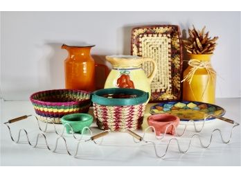 Colorful Ceramics, Baskets, Taco Holders, & More