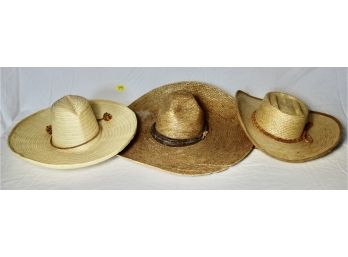 3 Mexican Sombrero Type Hats