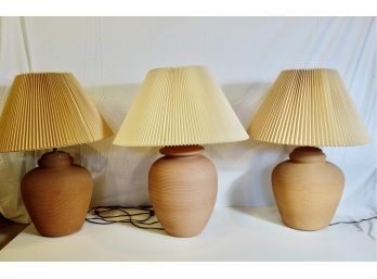3 Terra Cotta Table Lamps