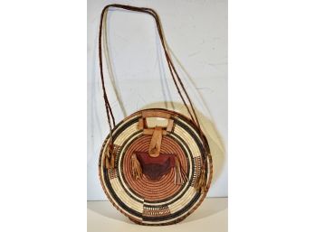 Coiled Basket And Leather Satchel