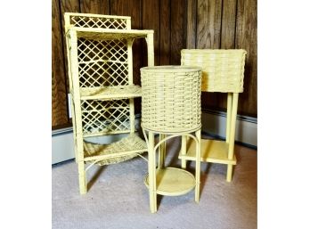 3 Yellow Wicker Pieces.
