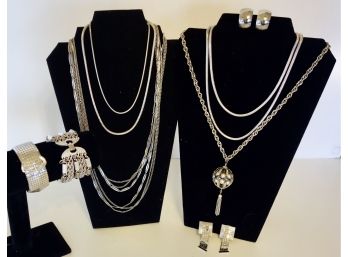 Silver Toned Necklaces, Bracelets, & Earrings