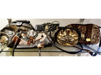Earthtone Purses With Metal Accents
