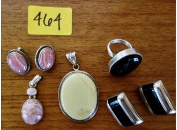 Sterling And Stone Rings, Pendants, & Clip Earrings