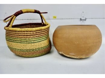 Terracotta Planter & Market Basket