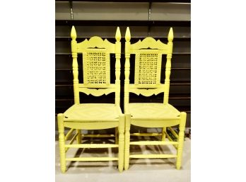 2 Painted Yellow Chairs