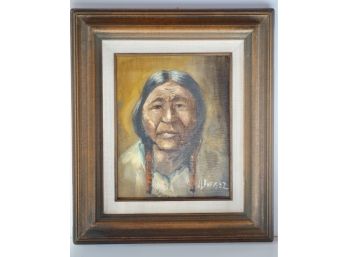 Small Framed Signed Painting Of Native Man