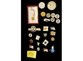 Assorted Pins, Tokens, & Foreign Currency