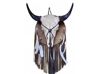 Leather Backed, Bison Skull Dream Catcher