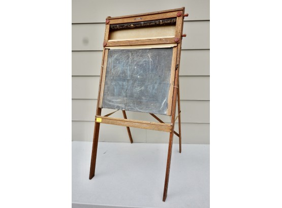 Antique Children's Chalk Board With Educational Roll