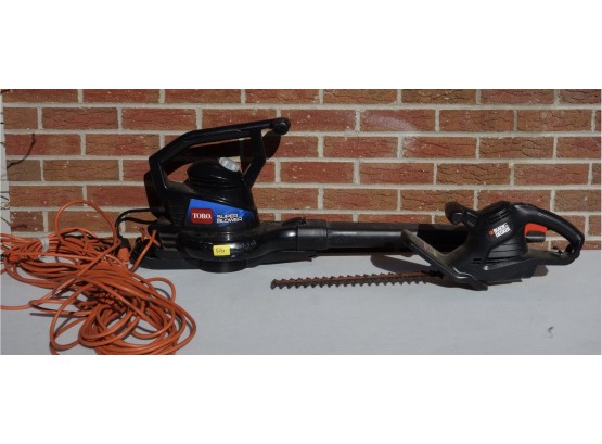Toro Super Blower And Black & Decker Hedge Trimmer With Extension Cord