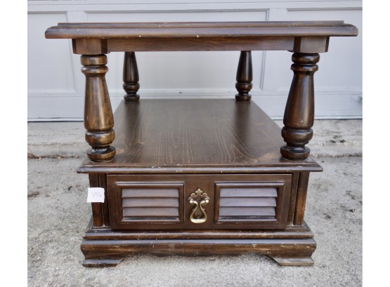 Wood End Table With Drawer