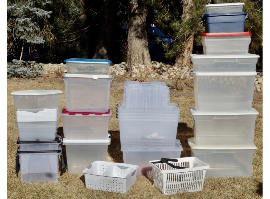 Assorted Bins With Lids And More