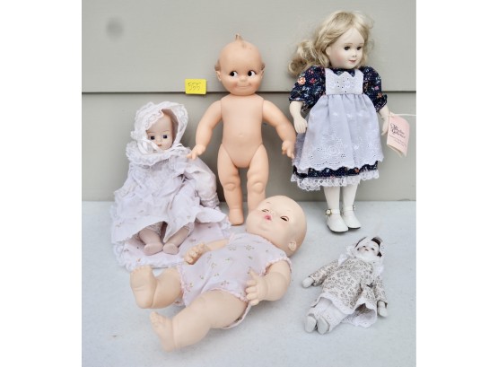 5 Vintage Dolls Including Kewpie