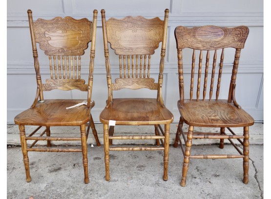 3 Vintage Oak Chairs