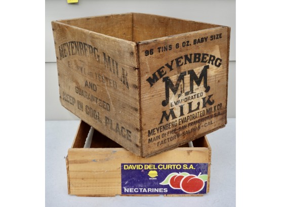 Antique Milk Crate & Vintage Fruit Crate